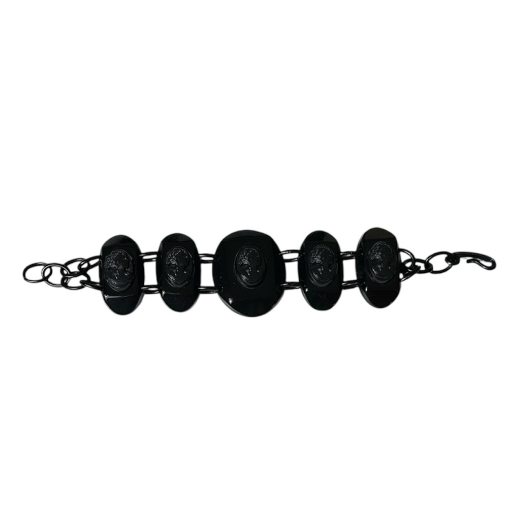 VTG Black Gothic Cameo Costume Jewelry Bracelet